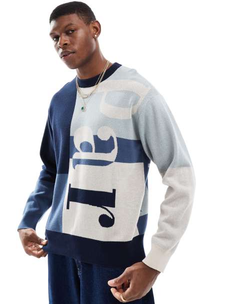 Parlez – Ayton – Strickpullover mit Farbblockdesign in Blau/Bunt - view 1