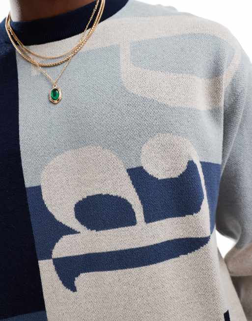 Parlez – Ayton – Strickpullover mit Farbblockdesign in Blau/Bunt, 3 von 4