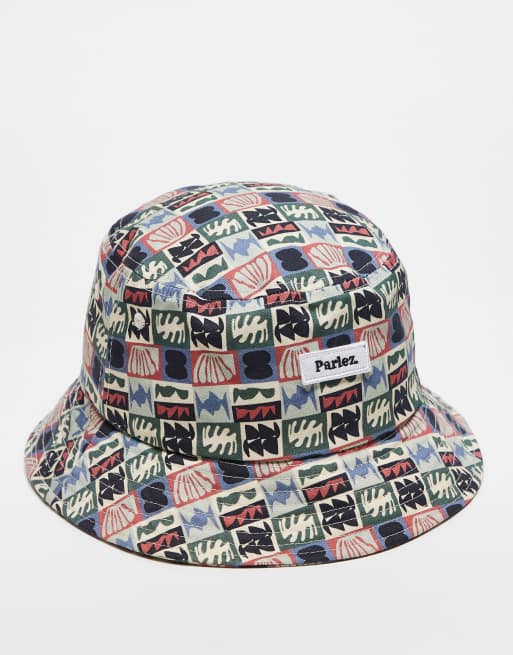 Parlez – Azure – Kapelusz typu bucket w kolorowy wzór z logo