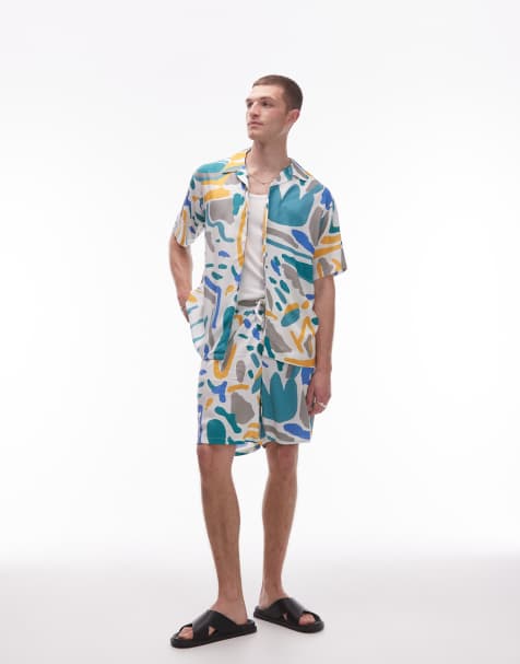 Parlez - Bay - Sæt med shorts med multifarvet penselsstrøgsprint - view 1