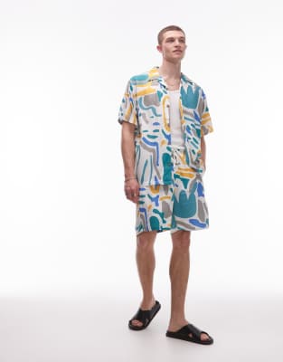 Parlez Parlez bay stroke print short co-ord in multi