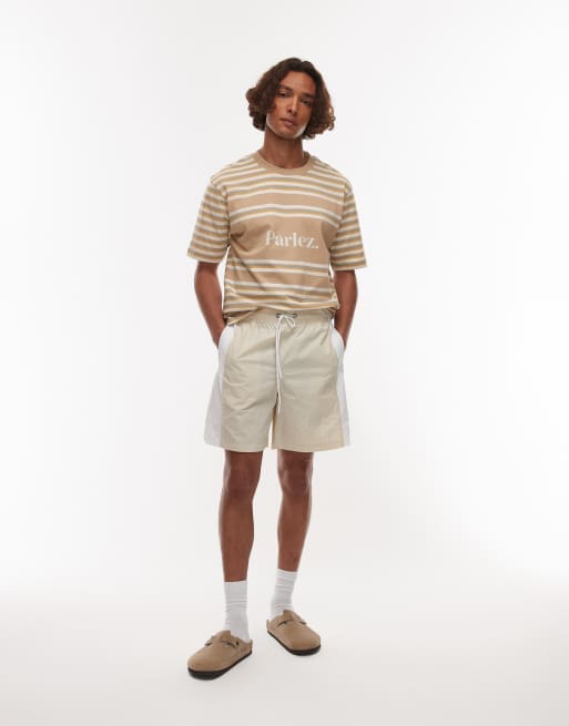 Parlez – Beige, flerfärgad, randig t-shirt med logga, 2 av 4
