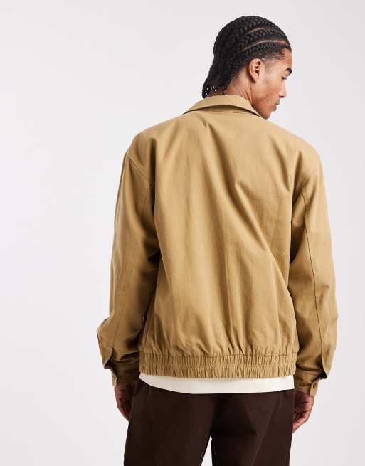 Parlez - Beige Harrington-jakke med krave samt fleece-for og 2-vejslynlås, 3 af 5