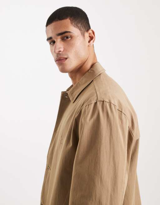 Parlez – Beige, kort trenchjacka med knäppning och logga, 4 av 5