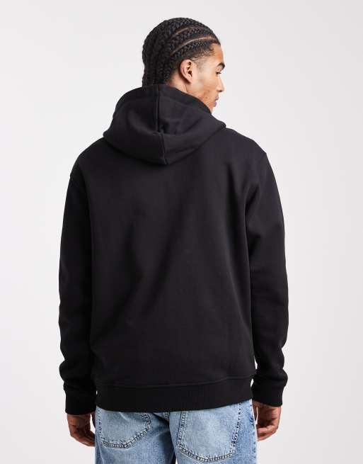 Parlez – Bestickter Kapuzenpullover aus Filz in Schwarz mit durchgehendem Reißverschluss, 3 von 5