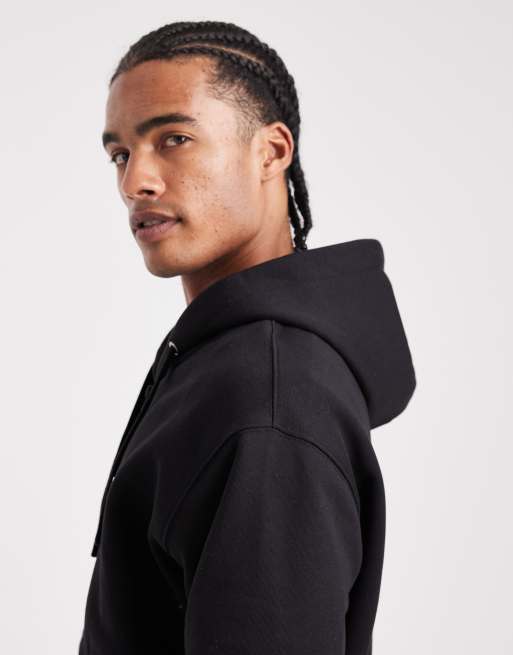 Parlez – Bestickter Kapuzenpullover aus Filz in Schwarz mit durchgehendem Reißverschluss, 4 von 5