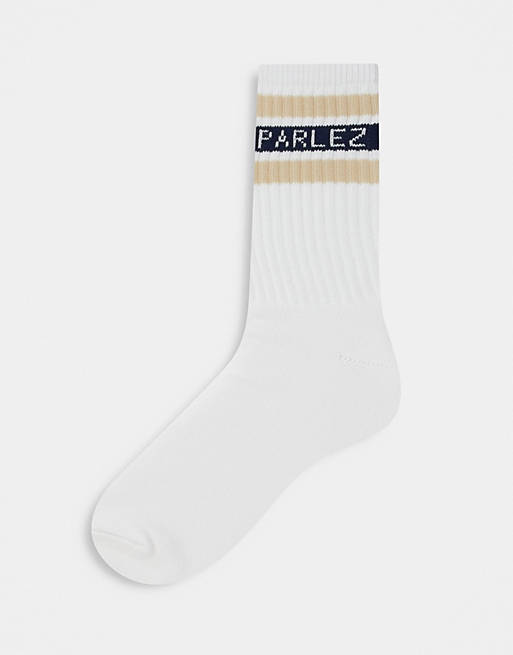 Parlez block sock with sand trim in white