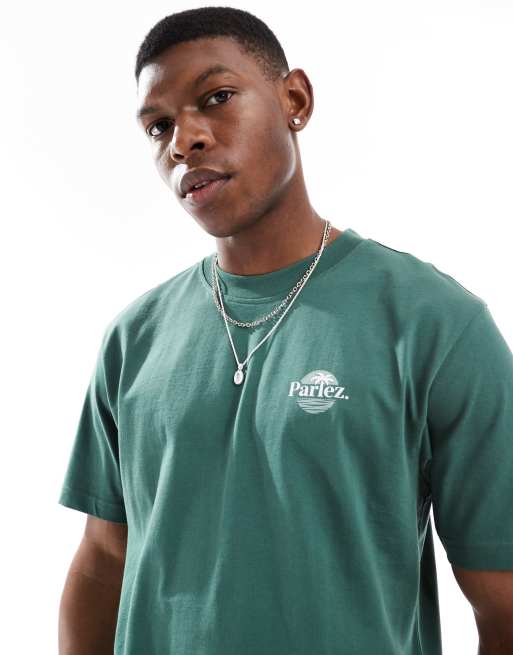 Parlez – Boca – Grön, kortärmad t-shirt med logga och tryck baktill, 3 av 4