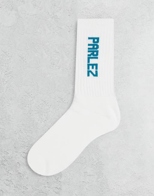 Parlez – Boom – Socken in Weiß mit Logoprint