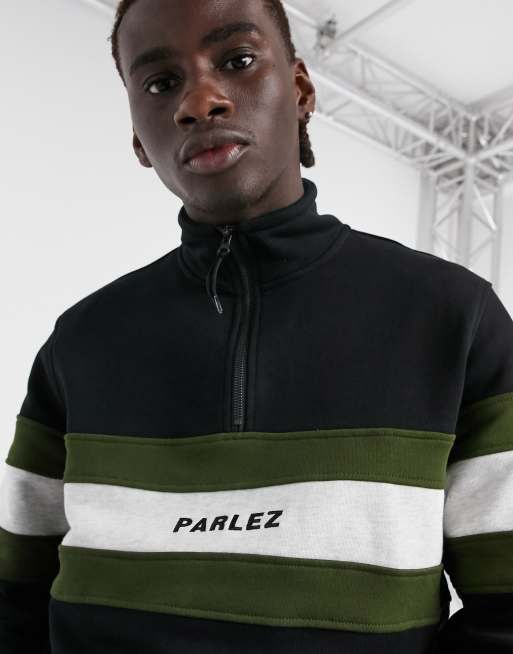 Parlez Bowline half zip embroidered sweat in black ASOS