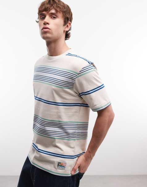Parlez - Calm - Camiseta color crema a rayas azules de manga corta - view 1