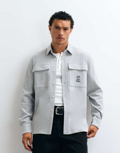Parlez - camisa de manga larga de punto gofrado estampada en gris - view 1