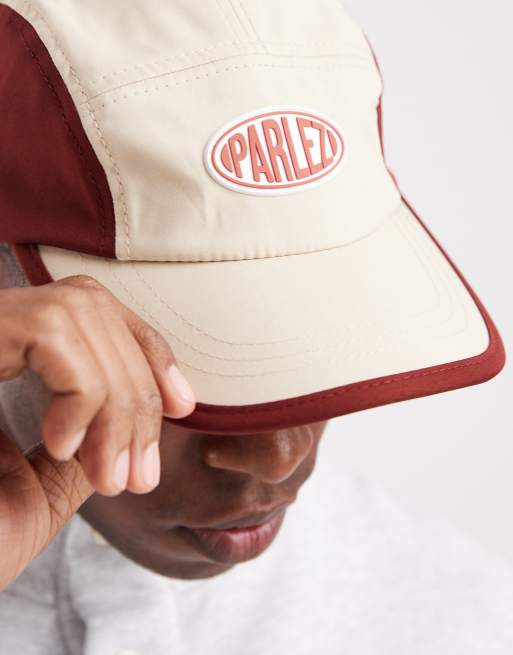 Parlez - Cappellino a 5 pannelli beige/arancione colorblock con toppa gommata, 2 di 3
