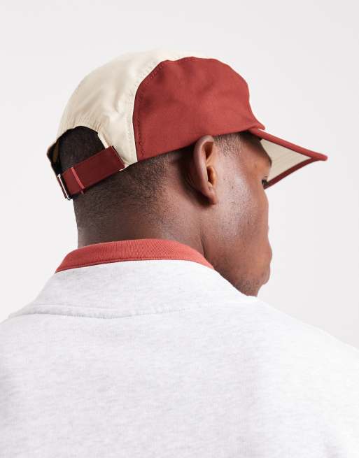 Parlez - Cappellino a 5 pannelli beige/arancione colorblock con toppa gommata, 3 di 3