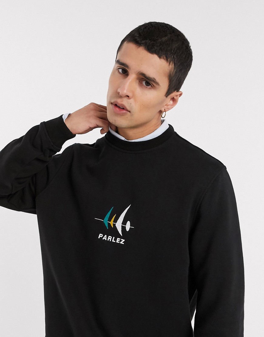Parlez - Carlson - Sweatshirt met ronde hals in zwart