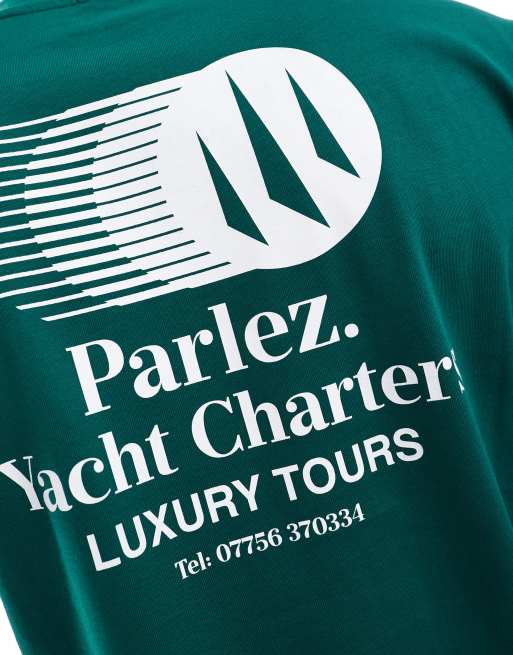 Parlez - Charter - T-shirt met logo op de achterkant in donkergroen, 4 van 4