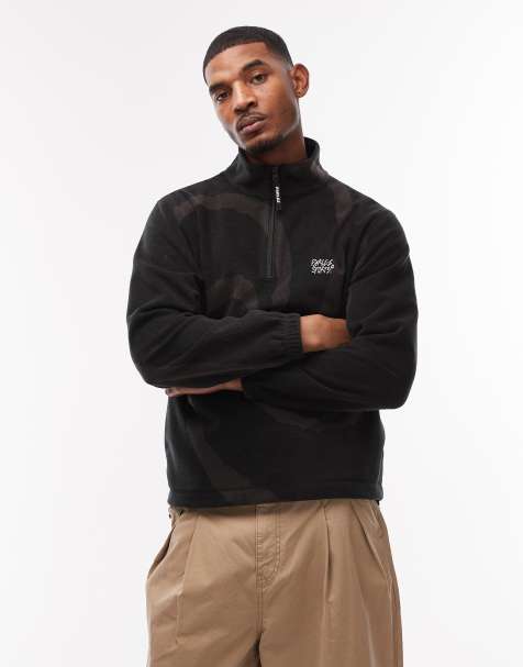 Parlez chevy swirl pattern 1/4 zip fleece in black - view 1