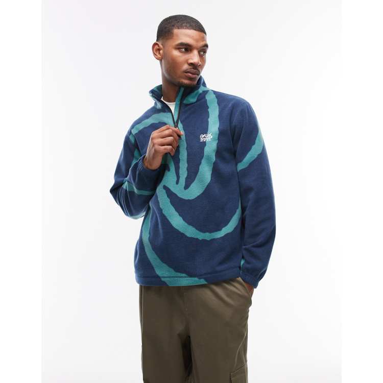 Parlez chevy swirl pattern 1/4 zip fleece in green | ASOS