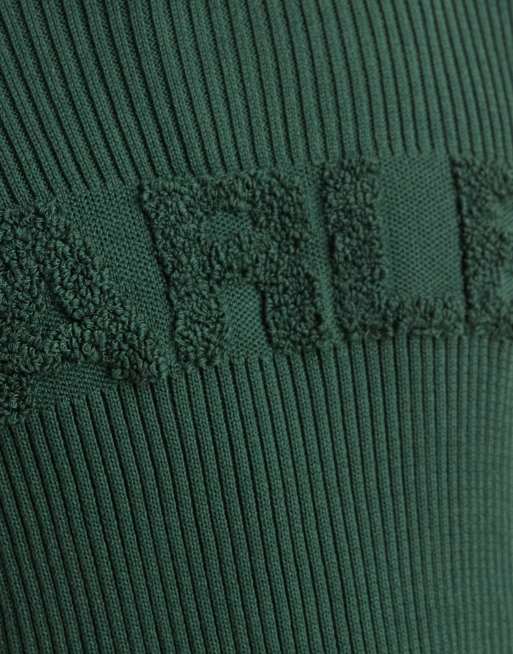 Parlez – Ciemnozielony sweter z dzianiny z logo, 5 z 5