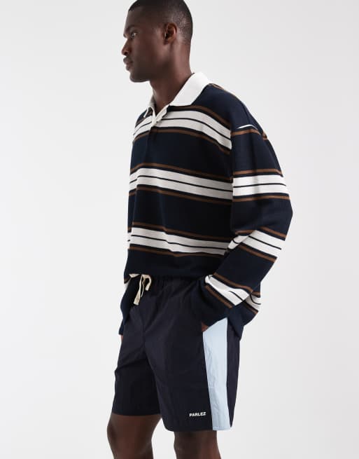 Parlez climb contrast side stripe shorts in midnight blue, 4 of 5