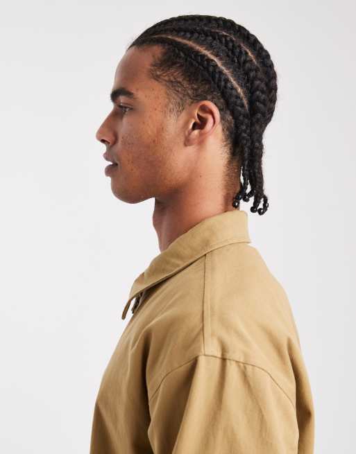 Parlez collared 2 way zip harrington jacket with fleece lining in beige, 4 of 5
