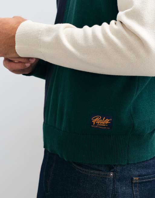 Parlez colour block knitted crewneck jumper in multi, 3 of 5
