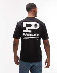 Parlez complex t-shirt with back print graphic in black