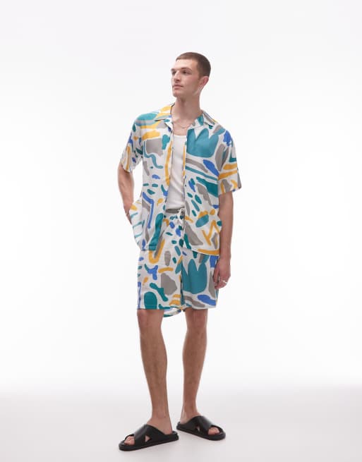 Parlez - Coordinato corto multicolore con stampa stile pennellate