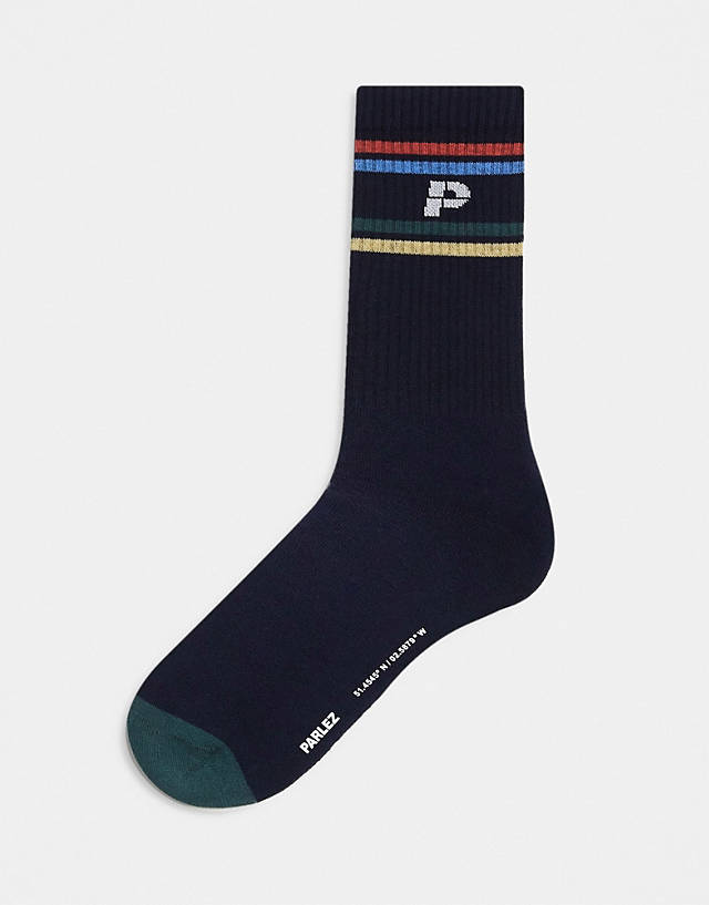 Parlez - cotton logo socks in navy