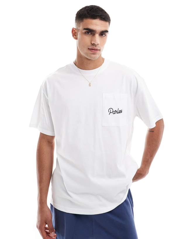 Parlez - dale oversized logo t-shirt in white