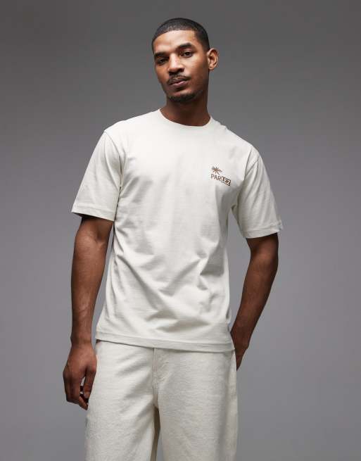 Parlez destin t-shirt with back print graphic in cream, 3 of 5