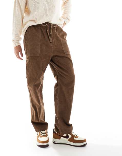 Parlez elasticated waist cord trousers in brown - view 1