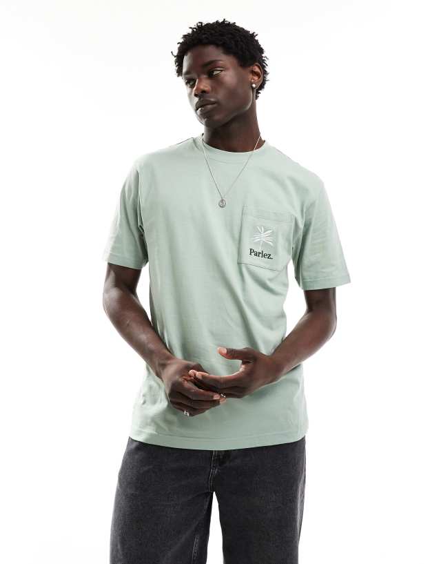 Parlez - embroidered logo short sleeve t-shirt in sage green