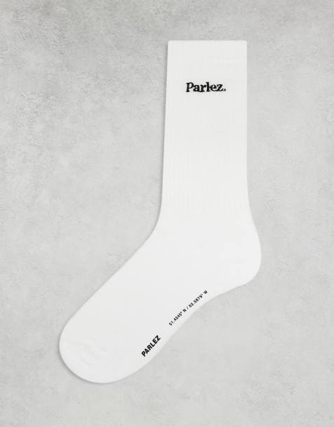 Parlez embroidered logo socks in white - view 1