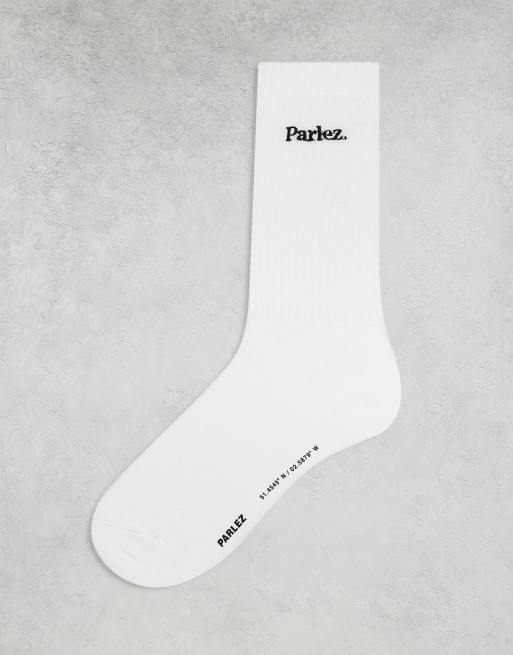 Parlez embroidered logo socks in white