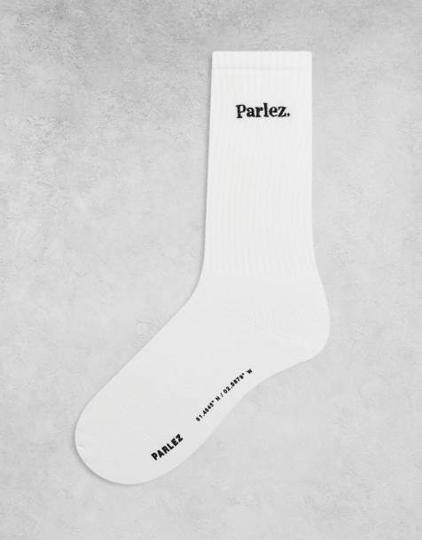 Parlez embroidered logo socks in white - view 1