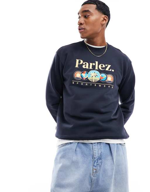 Parlez - Felpa ricamata in cotone blu navy
