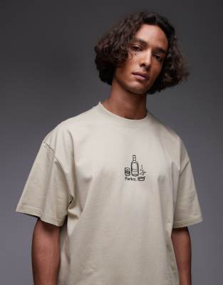 Parlez - Fumo - Oversized beige T-shirt med motivprint - view 1