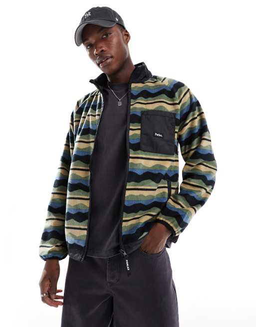 Parlez - Giacca in pile multicolore con logo e zip