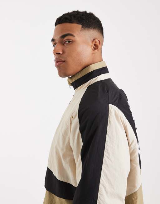 Parlez - Giacca rivestita nera e beige con zip e stampa sul retro, 4 di 5