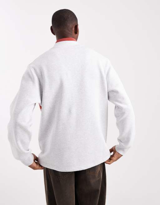 Parlez – Grå och orange, blockfärgad sweatshirt med kort knäppning vid halsen och logga, 3 av 5