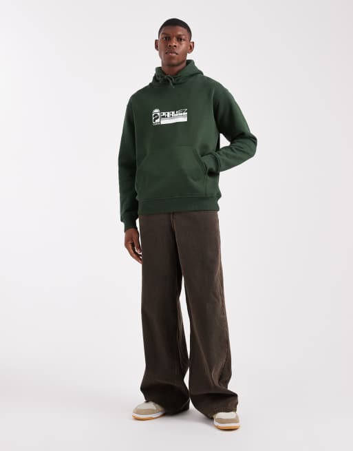 Parlez graphic logo hoodie in dark green, 2 of 5