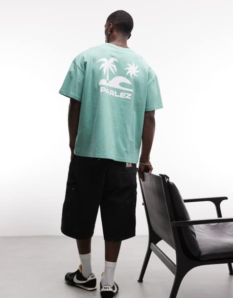 Parlez - Grøn kortærmet og oversized T-shirt med strandgrafik på ryggen - view 1