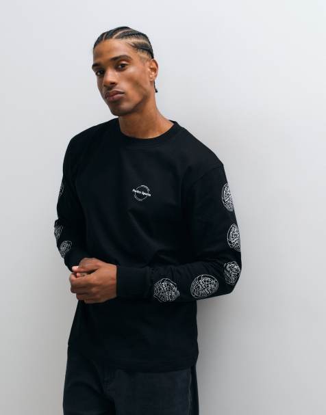 Parlez Haldane langærmet grafisk T-shirt i sort - view 1
