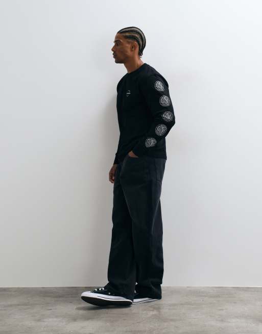 Parlez haldane long sleeve graphic t-shirt in black, 4 of 5