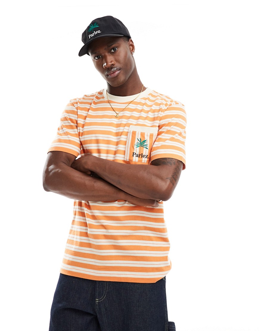 Parlez hamoc stripe t-shirt with pocket in orange