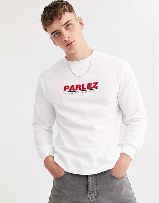 Parlez Harbour embroidered long sleeve top in white