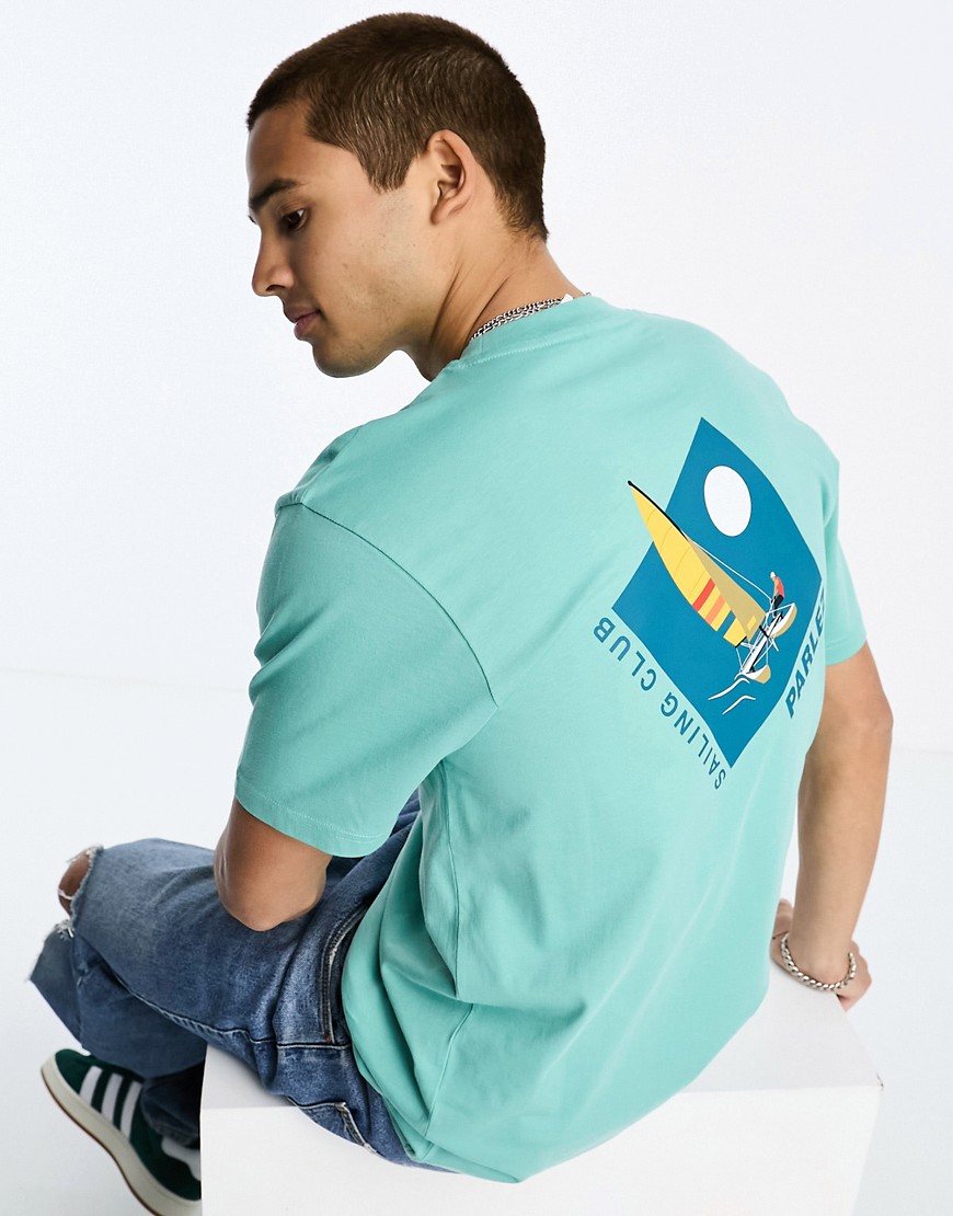 Parlez heel backprint t-shirt in blue