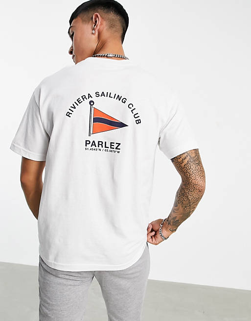 Parlez holman back print t-shirt in white 