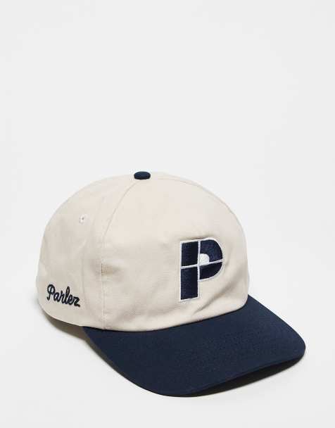 Parlez Homerun logo cap with leather strap in white/blue - view 1